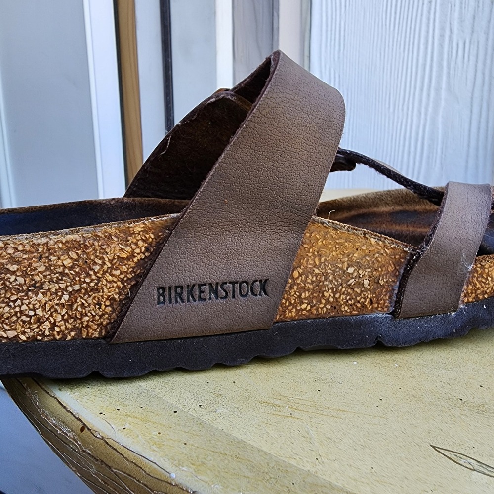 Birkenstock Mayari Brown Leather EU 38 US 7 to 7.5 Double Strap Buckle Comfort - Picture 7 of 7